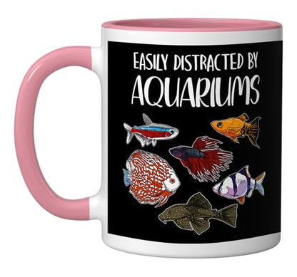 Aquarist Fish Tank & Fish Keeping Gift - Aquarium Lover Ceramic Mug, Pink/White - color: Pink/White