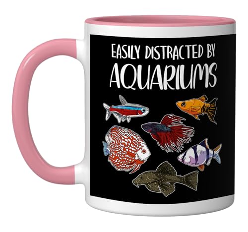 Aquarist Fish Tank & Fish Keeping Gift - Aquarium Lover Ceramic Mug, Pink/White - color: Pink/White