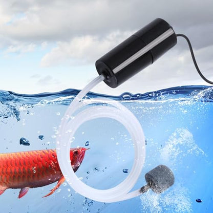 Tiny Water Pump - Noiseless Submersible Water Pump with Stable Air Release - 5V USB Small Oxygenator for Small Fish Farming Fish Tank - color: Black