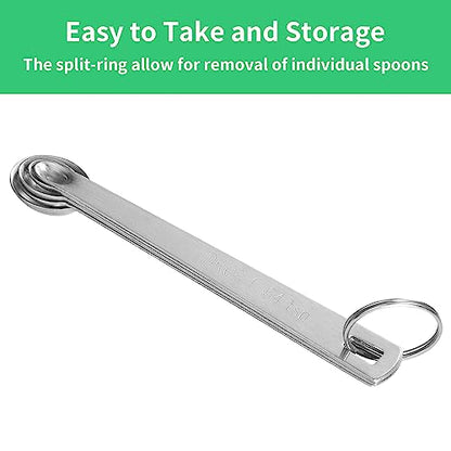5PCS Small Measuring Spoons Set - Cuttte Stainless Steel Tiny Measuring Spoons for Cooking Baking, 1/4 1/8 1/16 1/32 1/64 tsp, Teaspoon Minispoon for Powders, Spices