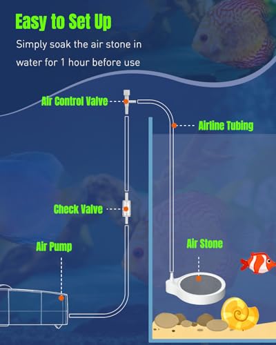Pawfly Air Stone for Aquarium, 2" Fish Tank Bubbler, Fish Tank Air Stone, Aquarium Bubbler for Air Pump, Oxygen Bubble Diffuser for Bucket, Small Pond & Hydroponics, White