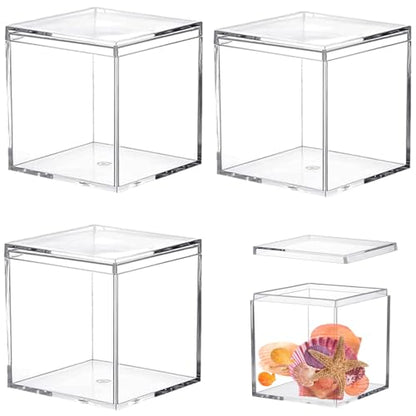 Acrylic Candy Box Clear Square Cube Display Boxes Jewelry Storage Box Acrylic Boxes with Lids for Weddings Birthday Party - size: 3 x 3 x 3 Inch