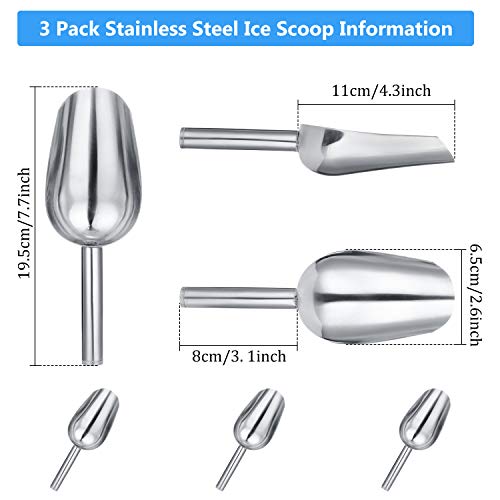 3 Packs 6 Ounce Stainless Steel Ice Scoop Small Metal Food Scoop for Home Kitchen Shop Bar Buffet Ice Cube Candy Popcorn Coffee Beans Food Jars Canister