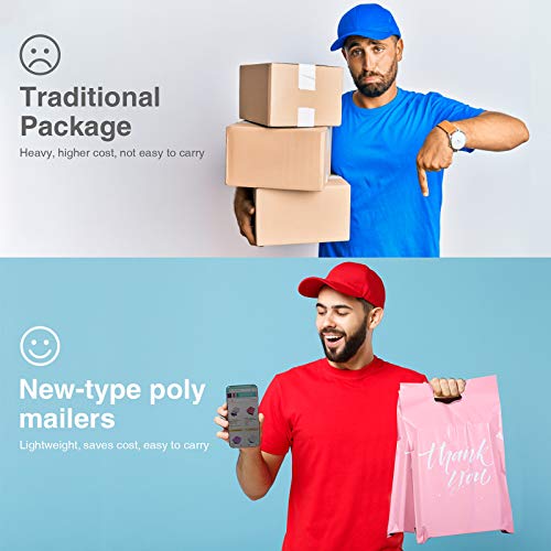 Metronic Thank You Poly Mailers 14.5x19 50 Pcs, Easy to Carry Shipping Bags with Handle, Self Seal Mailers Poly Bags for Small Business Packing and Shipping, Large Package Bags Mailing Bags, Pink - color: Pink, size: 14.5X19" 50PC