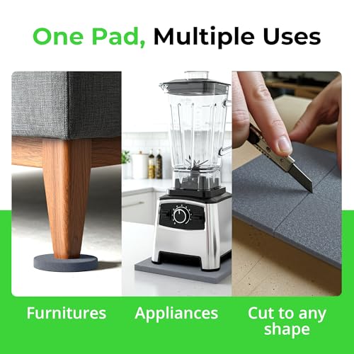 XCEL Set of 8 Gray Multi-Purpose Anti-Vibration Pads with Self Adhesive – Protection for Furniture & Appliances – Closed Cell Foam Rubber Pad, 6” x 6” x ¼” - color: Grey, size: 6" x 6" x 1/4"