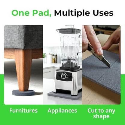 XCEL Set of 8 Gray Multi-Purpose Anti-Vibration Pads with Self Adhesive – Protection for Furniture & Appliances – Closed Cell Foam Rubber Pad, 6” x 6” x ¼” - color: Grey, size: 6" x 6" x 1/4"