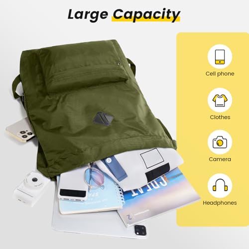 Vorspack Drawstring Backpack with Front & Side Pocket for Men Women - color: 02-green