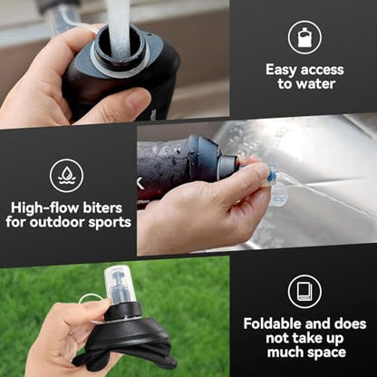 AXEN Soft Flask TPU Foldable Running Hydration Flask, Soft Collapsible Water Bottle for Hydration Pack Cycling Marathon Running Hiking - color: Black-150ml