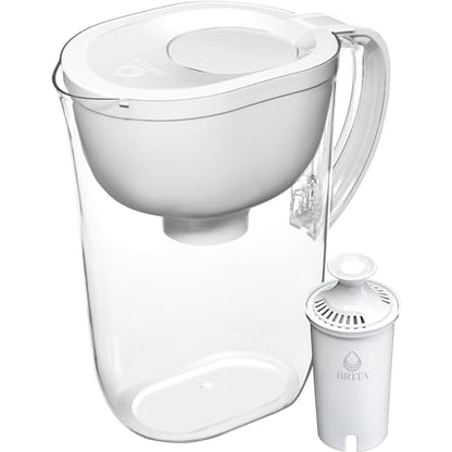 Brita Large 10-Cup Water Filter Pitcher, WQA NSF/ANSI Certified, Removes Chlorine Taste & Odor, Reduces Zinc, Copper & Mercury, 1 Standard Filter, Lasts 2 Months, Bright White