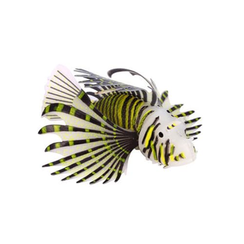 Worparsen Floating Lionfish Aquarium Silicone Lionfish Ornament Silicone Lionfish Model Realistic Fish Tank Decoration with Glow in Dark Feature Black - color: Black