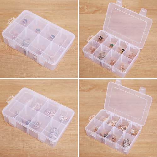2 Packs 8-Compartments Art Supply Container, Clear Plastic Organizer Box with Dividers for Crafts Jewelry Fishing Tackles Hardware Metal - size: Small 8 grids 2pcs with dividers