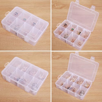 2 Packs 8-Compartments Art Supply Container, Clear Plastic Organizer Box with Dividers for Crafts Jewelry Fishing Tackles Hardware Metal - size: Small 8 grids 2pcs with dividers
