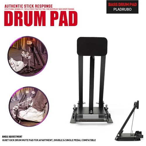 PALDRUBO Bass Drum Practice Pad – Foldable Kick Pedal Training Pad with High-Density Rubber for Realistic Rebound and Silent Practice