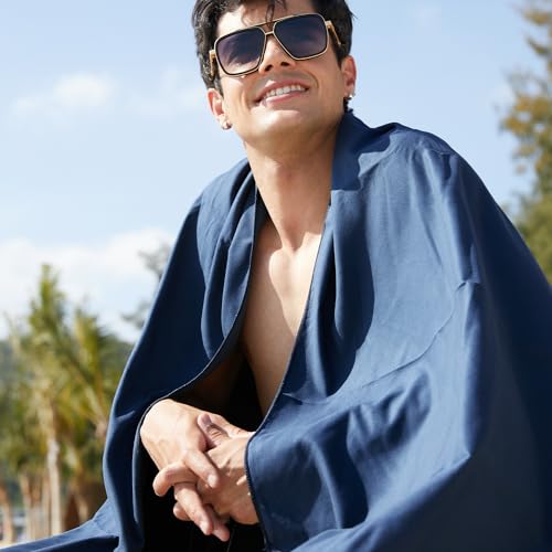 Rainleaf Microfiber Towel Quick Dry Camping & Travel & Gym Towel. Compact - color: Navy Blue, size: 60.00" x 30.00"