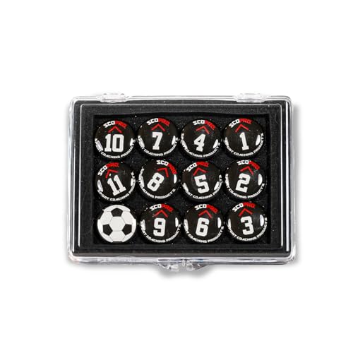 SCOPRO Soccer Coaching Magnets, Numbered Magnetic Player Markers for Soccer Coaching Board and Dry Erase Board Training, Black - color: 0.75 Black