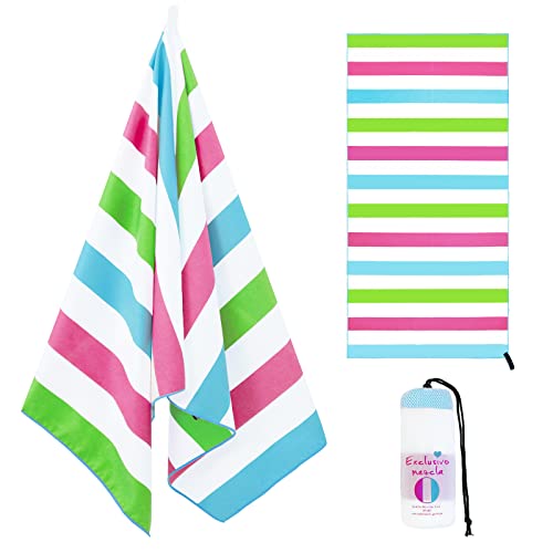 Exclusivo Mezcla Microfiber Quick Dry Large Beach Pool Towel - color: Stripe-colorful, size: 30" x 60"