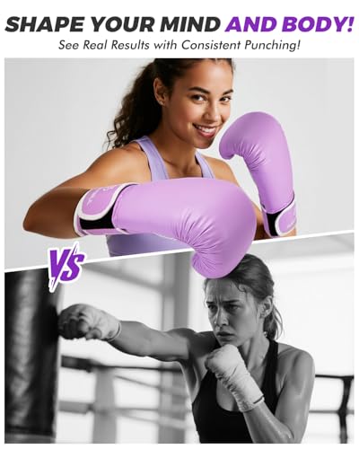 Boxing Gloves for Men & Women, Beginner Kickboxing, 8-16oz - color: Purple, size: 16oz