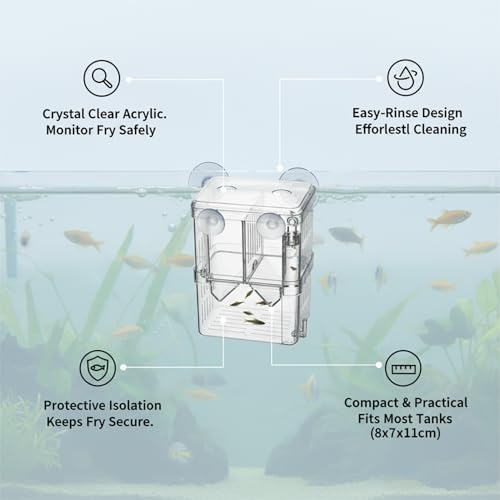 Aquarium Breeding Box for Fry Isolation and Egg Separation, Clear Acrylic and PP Plastic (1 PC)