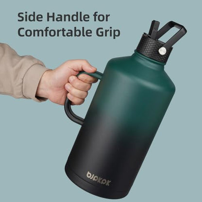 BJPKPK 87oz Insulated Water Bottle with Straw Lid Stainless Steel Water Jug - color: Vast, style: 87oz-Side Handle