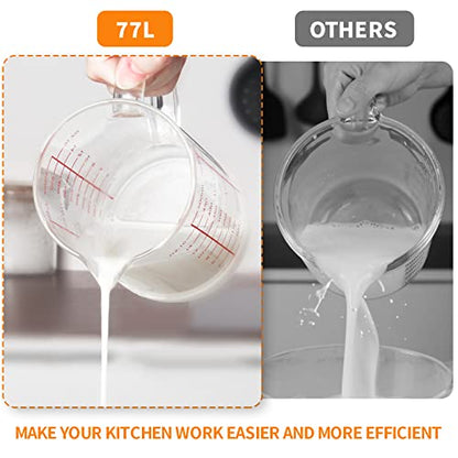 Glass Measuring Cup, 1 1/4-Cup/300 ML Liquid Measuring Cups, Measuring Cup With Handle and V-Shaped Spout, Glass Beaker with Three Scales (OZ, Cup, ML), Dishwasher/Freezer/Microwave Safe - size: 1 1/4 Cup / 300 mL