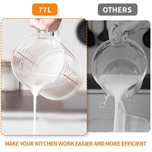 Glass Measuring Cup, 2 3/4-Cup/700 ML Liquid Measuring Cups, Measuring Cup With Handle and V-Shaped Spout, Glass Beaker with Three Scales (OZ, Cup, ML), Dishwasher/Freezer/Microwave Safe - size: 2 3/4 Cup / 700 mL