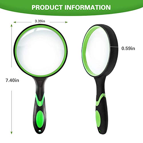 Magnifying Glass, 75MM Handheld Reading Magnifier with Non-Slip Soft Handle for Seniors Book Newspaper Reading and Kids Nature Hobby Exploration