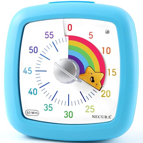 Secura 60-Minute Visual Timer, Silent Study Timer for Kids and Adults - color: Blue & Star
