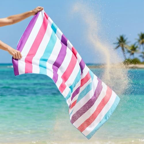 Exclusivo Mezcla 2 Pack Microfiber Quick Dry Oversized Beach Pool Towels - color: Mixed Color-purple/Green, size: 35" x 70"