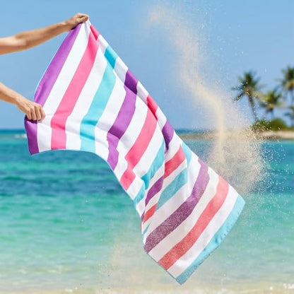 Exclusivo Mezcla 2 Pack Microfiber Quick Dry Oversized Beach Pool Towels - color: Mixed Color-purple/Green, size: 35" x 70"