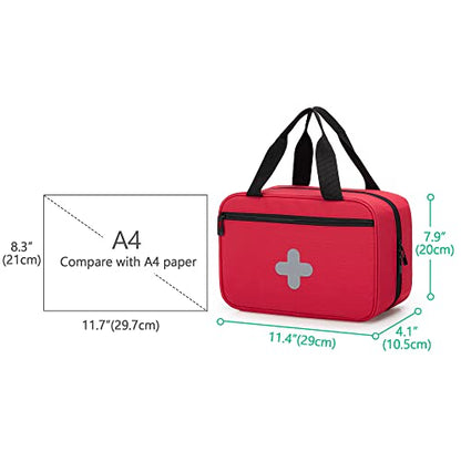 CURMIO Empty First Aid Kits Case, Portable Emergency Kit Organizer, Red - color: Red