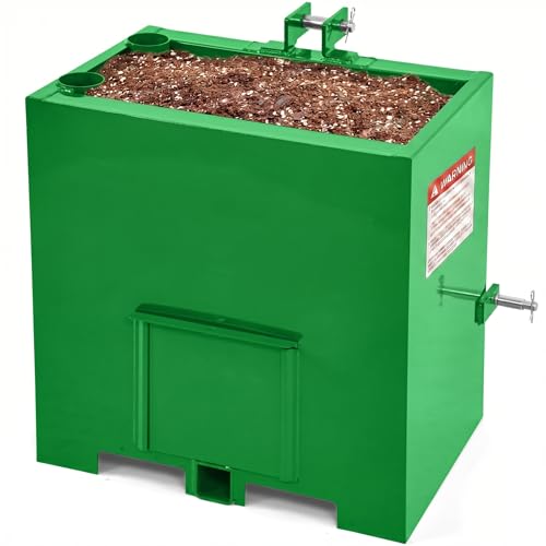 YITAMOTOR 3 Point Tractor Ballast Box for Category 1 Tractors, 800 lbs Weight Ballast Height Box Attachment with 2'' Quick Trailer Hitch Receiver for Tractors, Loaders and Skid Steers, Green - color: Green