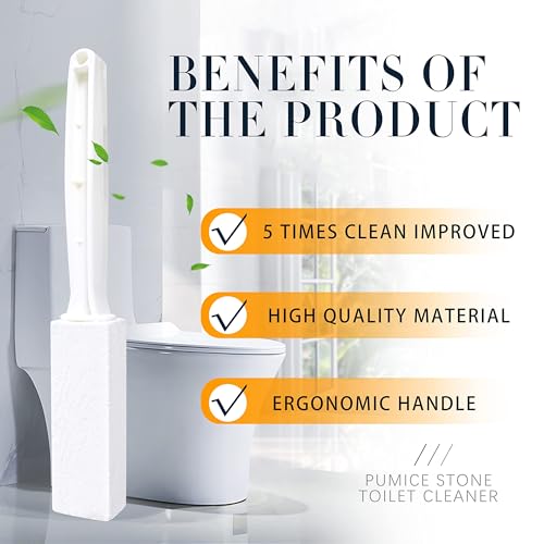 Kadden 2 Pack Toilet Cleaner Hard Water Build up Remover with Ergonomic Handle, Pumice Stone Cleanning Tool Stain Hard Water Ring Cleaner for Toilet, Pool, Bathroom, Sink - style: White Long Handle