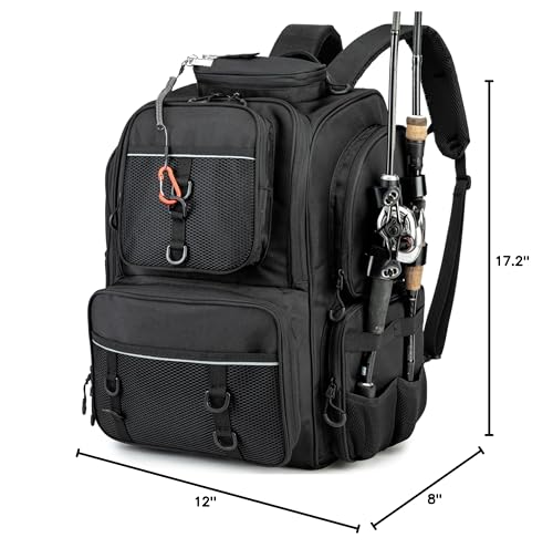 Fishing Backpack, fishing bag with Rod Holders. Large tackle Backpack Strong Materials
