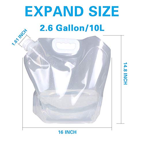 Soddeph Collapsible Water Container Bag, BPA Free Food Grade Clear Plastic Storage Jug for Sport Camping Riding Mountaineer,Freezable, Food Grade (2-pack-2.6 Gal)