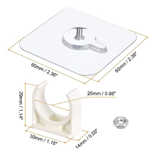 uxcell PVC Water Pipe Clamp Clips, 6pcs Fit for 25mm(1") OD Tubing Hose Hanger Support U-Shaped Pipe Clips with Adhesive for Water Pipe, Gas Tubing - size: 25mm