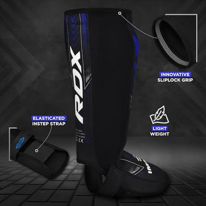 RDX IMMAF Approved Shin Guards, Competition Level Neoprene Shin Pads for Sparring and Grappling, MMA Kickboxing, Professional Shin Insteps Protection, Men Women - color: Blue, size: X-Large