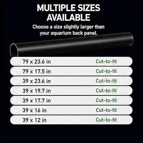 Black Aquarium Background Film, 79"x17.5"in, Static Cling Fish Tank | PVC Static Cling Backdrop, No Glue, No Residue, Removable, Reusable, Easy Install for Fish Tanks - size: 79"x17.5"in