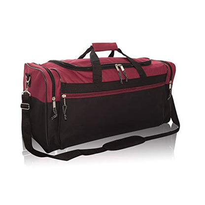 DALIX 25" Extra Large Vacation Travel Duffle Bag (Black, Grey, Navy Blue, Red, Camo) - color: Maroon