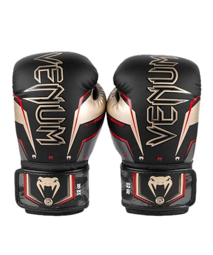 Venum Elite Evo Boxhandschuhe - color: Black/Gold/Red, size: 14 oz