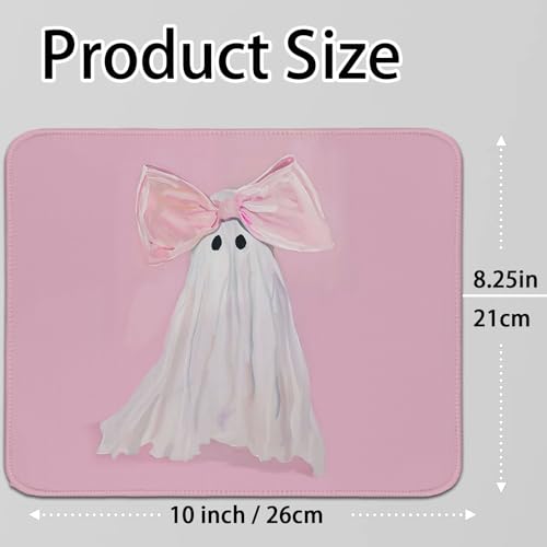 Pink Bows Ghost Small Mouse Pad，Cute Halloween Gaming Mouse Pad，Non-Slip Rubber Base Washable for Home Computer Laptop for Women Girls Holiday Desk Office 8.25x10 in - color: Pink Bows Ghost