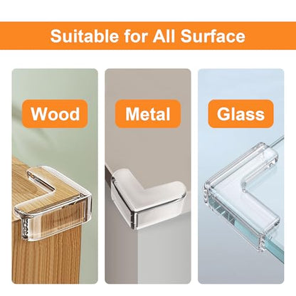 HOWAWU Clear Corner Guards 16 Pack, Corner Protector Baby, Corner Protectors for Sharp Edges - Furniture Table Edge Safety Bumpers Proofing Transparent