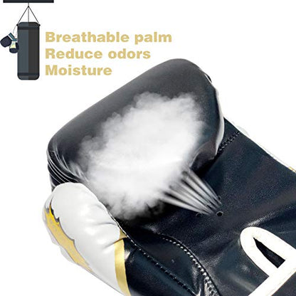 CKE Boxing Gloves for Kids Ages 5-12, Beginner Punch Bag Training Gloves - color: BLACK