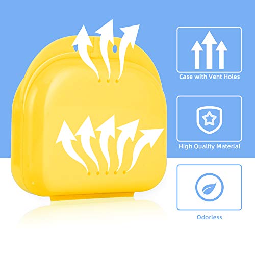 Annhua Retainer Case with Vent Holes Mouth Guard Case, Retainer Box Orthodontic Aligner Holder Slim Portable Dental Storage Container - Yellow - color: yellow