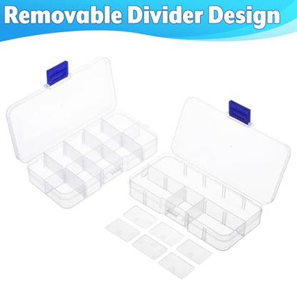 2 Pcs Mini Fishing Tackle Box Clear Fishing Lure Hook Storage Organizer Box Small Plastic Container with Detachable Dividers, Tackle Utility Boxes