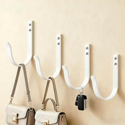 Heavy Duty Metal Wall Hooks 22LB, 4 Pcs White Large Coat Hooks Wall Mount - color: White