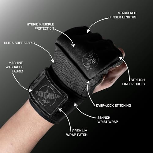Hayabusa Deluxe Quick Wraps for Men and Women - Boxing & Martial Arts Hand Wraps - color: Black, size: Large