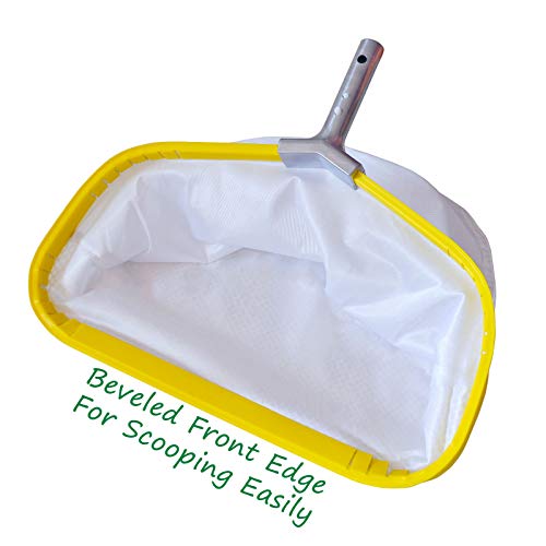 Professional Pool Net, Heavy Duty Skimmer Rake with Aluminum Frame, Fine Mesh Deep Bag Scoop for Cleaning Swimming Pool Leaf Pollen Silt, Pool Rake 19.5 inch