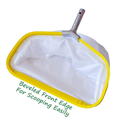 Professional Pool Net, Heavy Duty Skimmer Rake with Aluminum Frame, Fine Mesh Deep Bag Scoop for Cleaning Swimming Pool Leaf Pollen Silt, Pool Rake 19.5 inch
