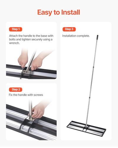 VEVOR Updated Lawn Leveling Rake with Roller, 36" x 10" Stainless Steel Lawn Leveler with 83.9" Adjustable Handle, Heavy Duty Yard Leveling Rake, Effort Saving Lawn Leveling Tool for Yard Golf Court