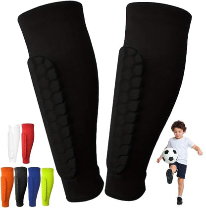 Soccer Shin Guards Shin Pads for Kids Youth Adult, Calf Compression Sleeve with Honeycomb Pads, Lightweight Calf Protective Gear for Football Soccer Baseball Boxing Kickboxing